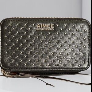 Aimee Kestenberg Black Studded Wristlet with RFID Protection